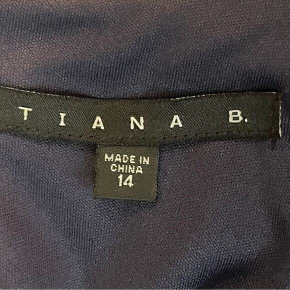 Tiana B. Metallic Navy Cottage Coastal Grandma Belted Dress NWT Size 14 - Picture 9 of 13